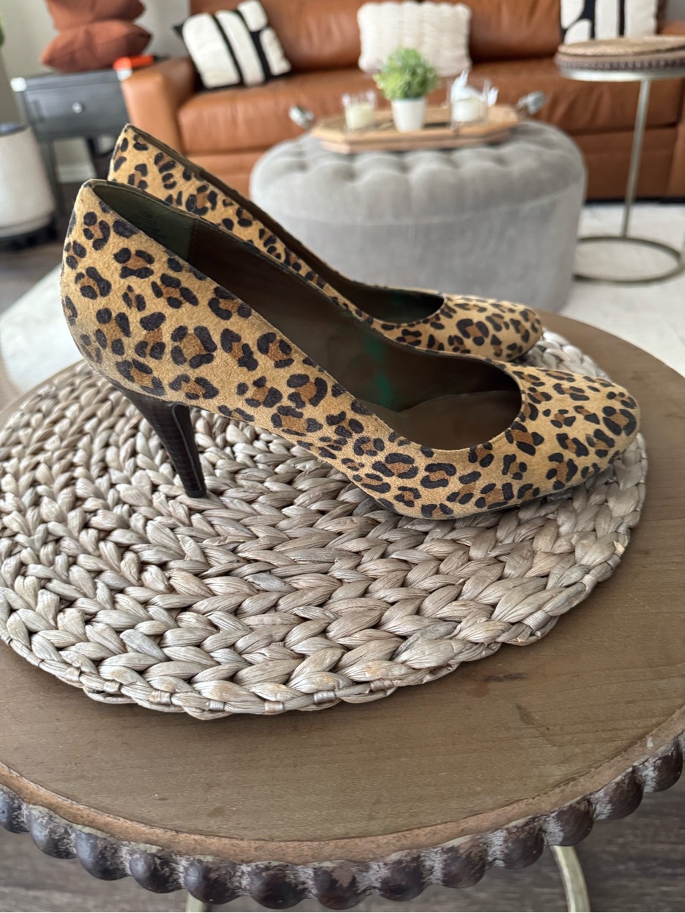 Liz Claiborne Leopard Print Suede Pumps - Tan & Black